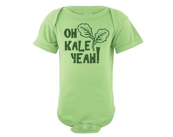 Oh Kale Yeah® baby onesie, vegan onesie, kale vegetarian onesie, foodie onesie, onesie bodysuit, funny onesie, chef onesie, food onesie