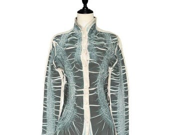 Yoshiki Hishinuma Bluse Damen 2 Grün Abstrakt Archiv Fairycore Y2K Japan