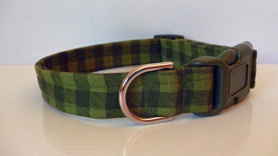 Green Buffalo Plaid Dog Collar Spring Green Plaid Dog Collar