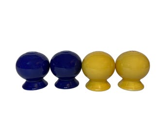 Vintage Fiesta ware Salt and Pepper Shakers | Cobalt Blue and Butter Yellow