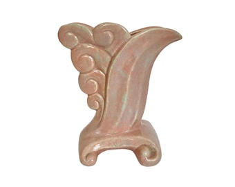 Midcentury Blush Pink Art Deco Style Vase Made in USA Pottery