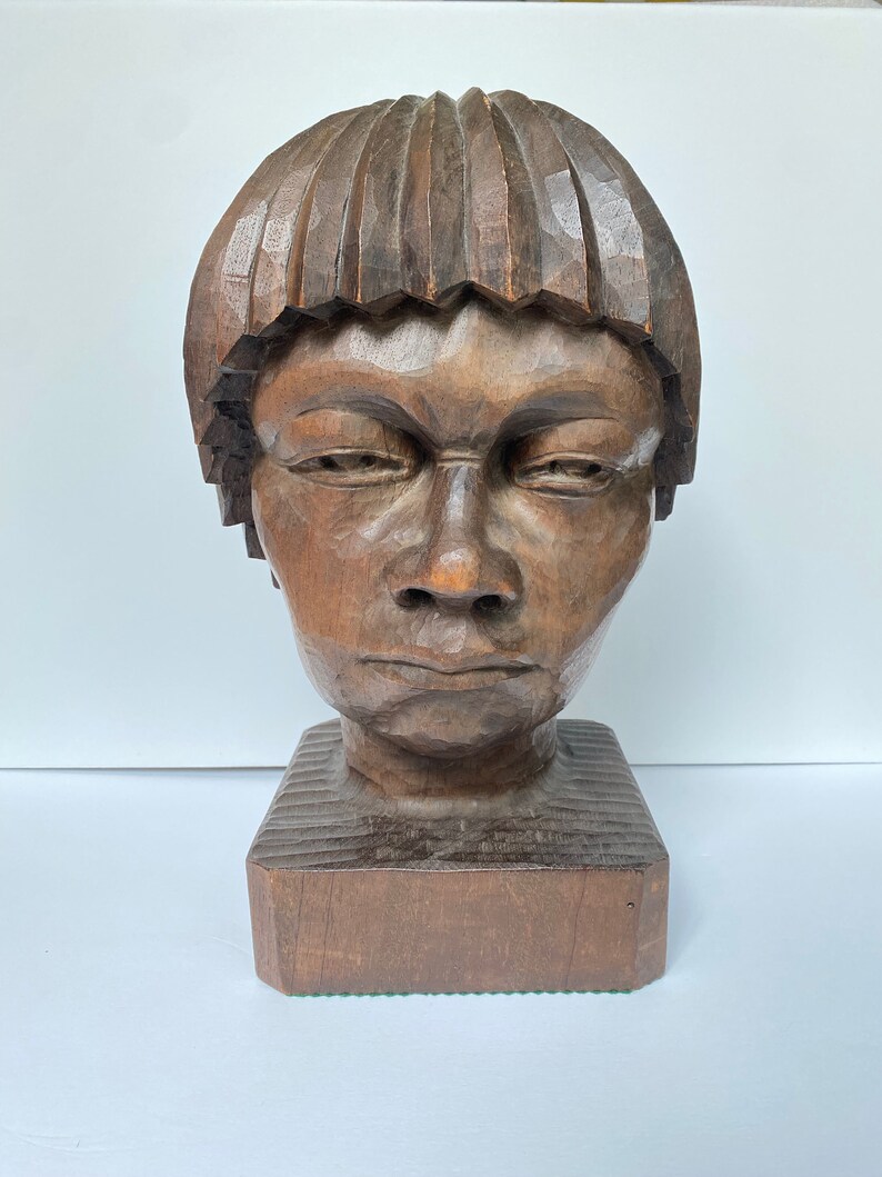 Carved Wooden Head Sculpture Etsy