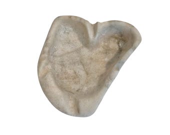 Vintage Natural Unpolished White Marble Ashtray Trinket Dish