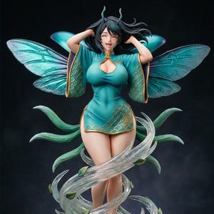 Wind Beetle Maiden STL file for 3D printing - folklore anime girl statue, image 1 of 11