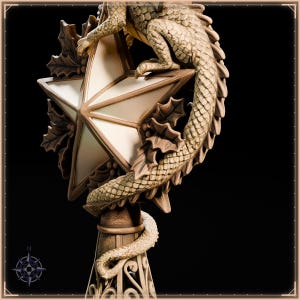 Golden Dragon Christmas Tree Topper – STL file for 3D printing - fantasy statue, image 10 of 11