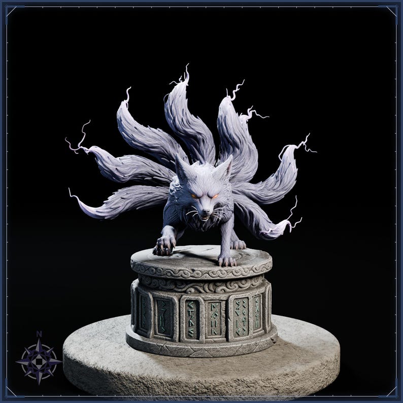 Lightning Kitsune STL file for 3D printing - fantasy statue, image 2 of 11