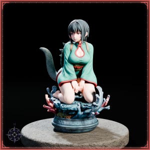 Sea Turtle Maiden STL file for 3D printing - folklore anime girl statue, image 3 of 11