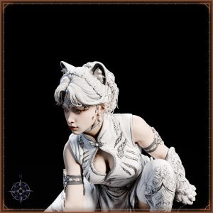White Tiger Maiden STL file for 3D printing - fantasy statue, image 10 of 11