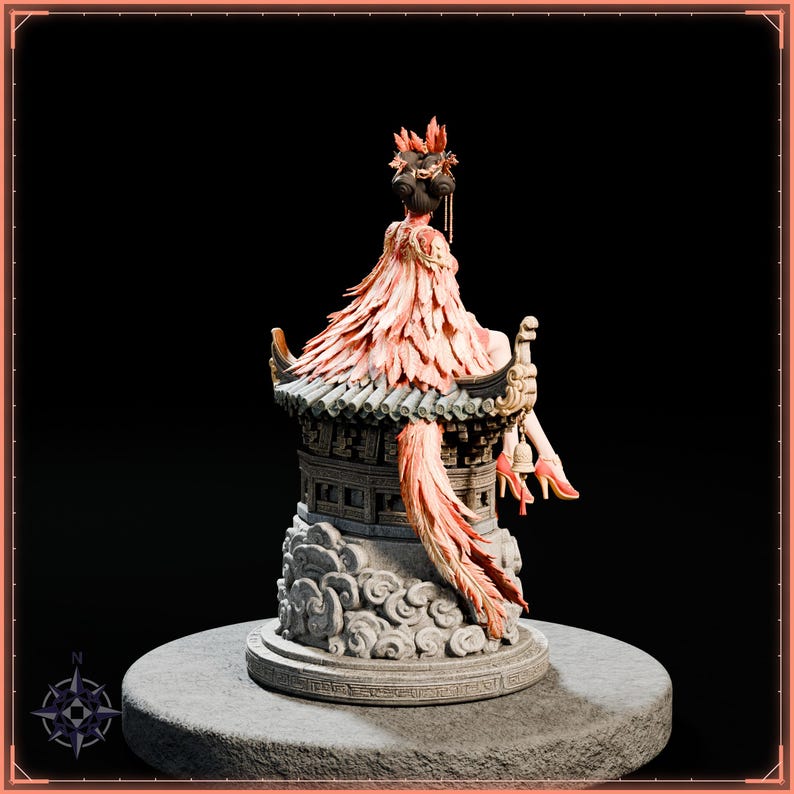 Vermilion Bird Maiden STL file for 3D printing - fantasy statue, image 7 of 11