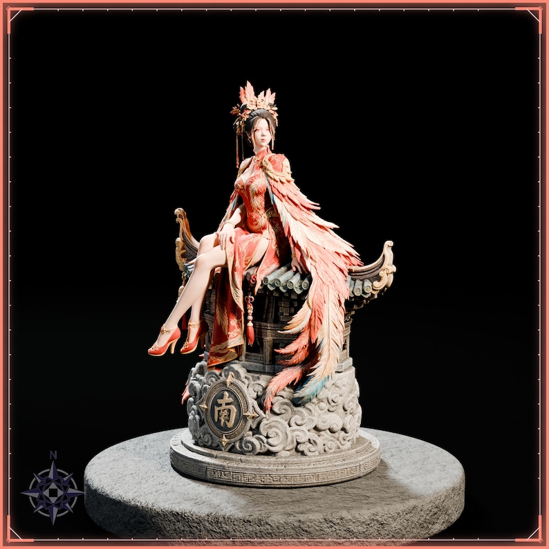 Vermilion Bird Maiden STL file for 3D printing - fantasy statue, image 3 of 11