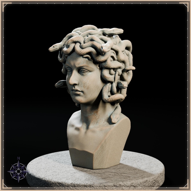 Medusa Bust STL file for 3D printing - fantasy statue, image 3 of 11