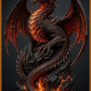 Fire Dragon STL file - AI concept artwork, Elemental Dragons bundle, Mystvane