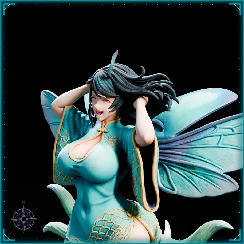 Wind Beetle Maiden STL file for 3D printing - folklore anime girl statue, image 10 of 11