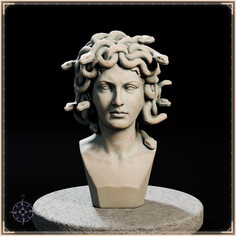 Medusa Bust STL file for 3D printing - fantasy statue, image 2 of 11