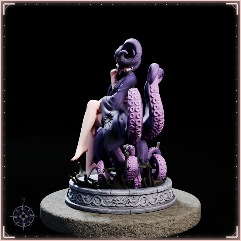 Ushi-Oni Maiden STL file for 3D printing - folklore anime girl statue, image 4 of 11