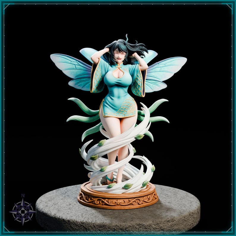 Wind Beetle Maiden STL file for 3D printing - folklore anime girl statue, image 2 of 11