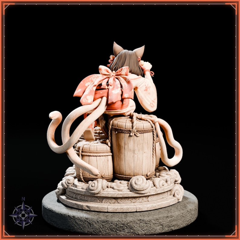 Nekomata STL file for 3D printing - fantasy statue, image 6 of 11