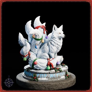 Winter Kitsune STL file for 3D printing - fantasy statue, image 8 of 11