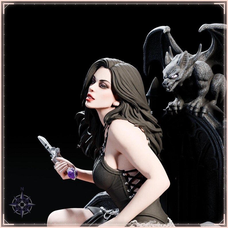 Gothic Vampire Queen STL file for 3D printing - fantasy statue, image 10 of 11