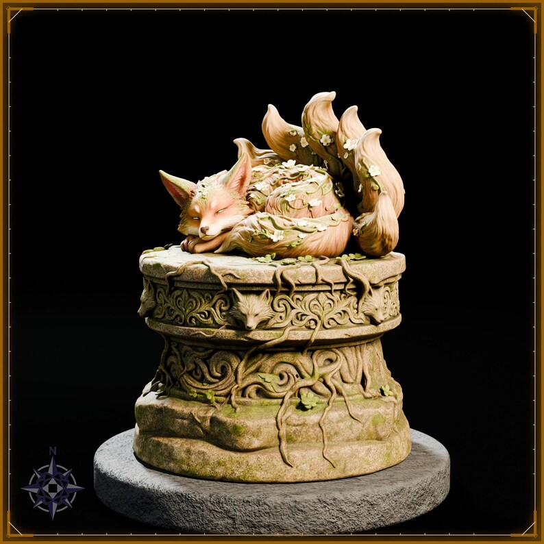 Forest Kitsune STL file for 3D printing - fantasy statue, image 3 of 11