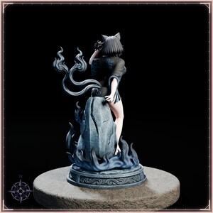 Blue Flame Cat Maiden STL file for 3D printing - folklore anime girl statue, image 6 of 11