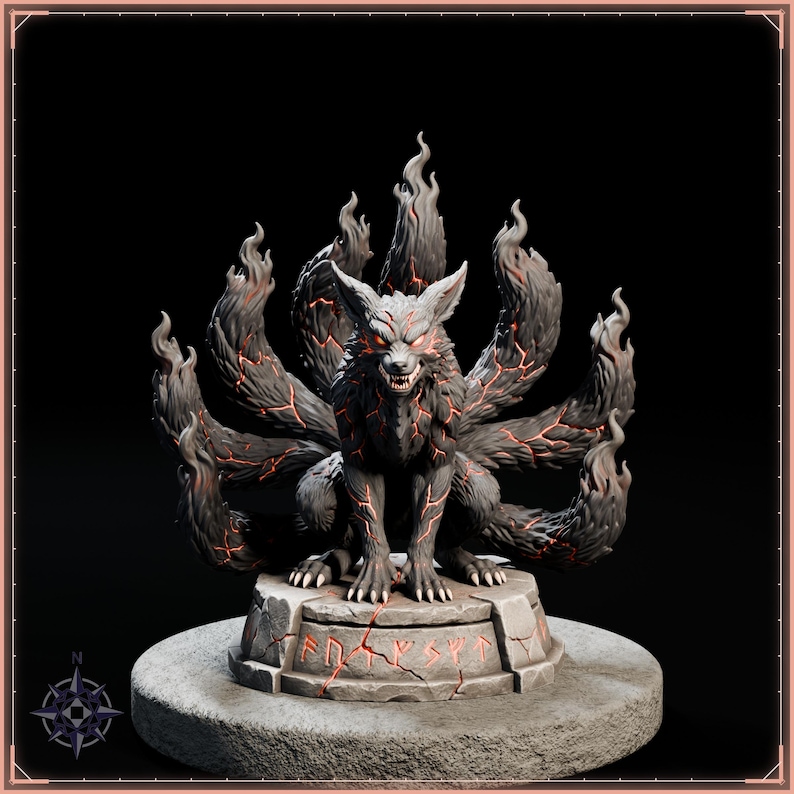 Demon Fox Spirit STL file for 3D printing - fantasy statue, image 2 of 11