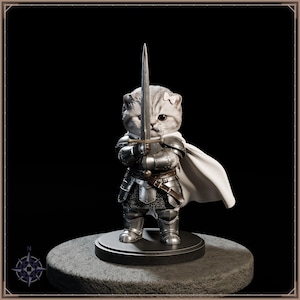 Sir Fluffington Knight Kitten STL file for 3D printing - fantasy statue, image 2 of 11