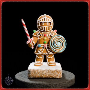 Gingerbread Knight STL file for 3D printing - fantasy statue, image 2 of 11