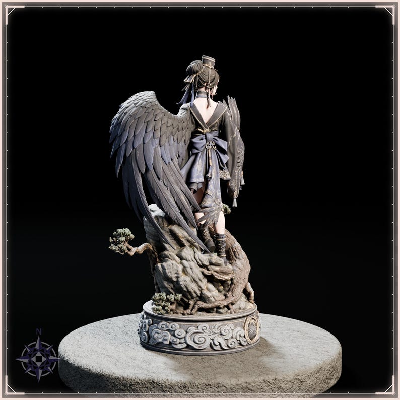 Tengu Girl STL file for 3D printing - fantasy statue, image 8 of 11