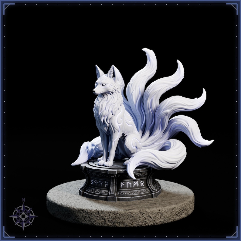 Nine Tailed Fox Spirit STL file for 3D printing - fantasy statue, image 3 of 11