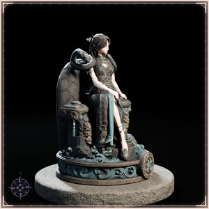 Black Tortoise Maiden STL file for 3D printing - fantasy statue, image 8 of 11