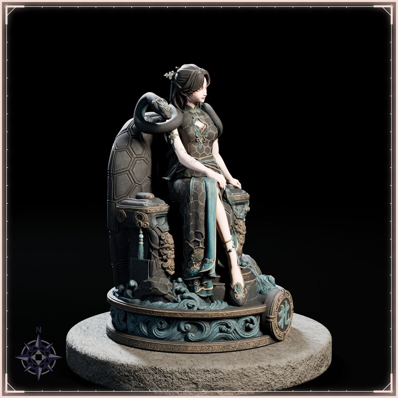 Black Tortoise Maiden STL file for 3D printing - fantasy statue, image 8 of 11
