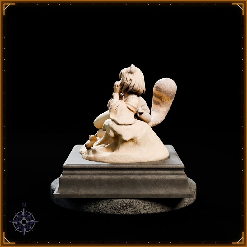 Tanuki Maiden STL file for 3D printing - folklore anime girl statue, image 4 of 11