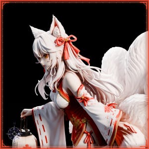 Kitsune Miko STL file for 3D printing - fantasy statue, image 10 of 11