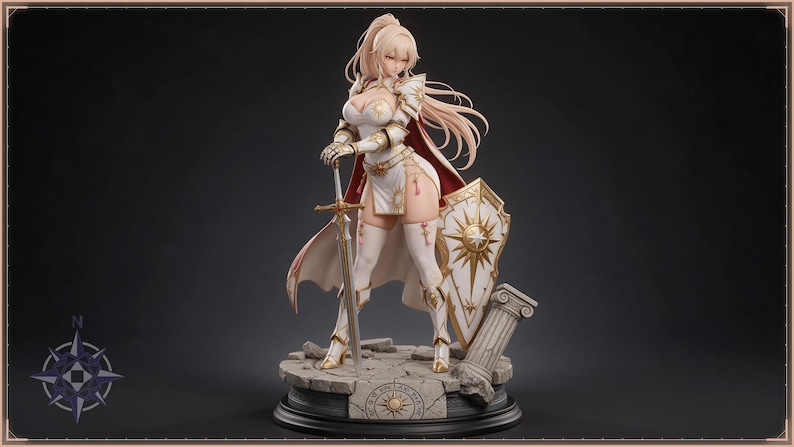 Paladin STL file - Anime Paladin Girl with Sword and Shield Statue: AI concept artwork the 3D model was made from, Mystvane