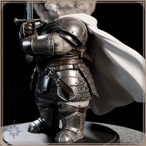 Sir Fluffington Knight Kitten STL file for 3D printing - fantasy statue, image 10 of 11
