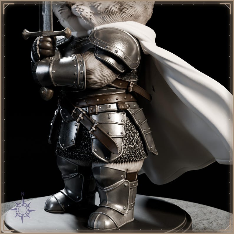 Sir Fluffington Knight Kitten STL file for 3D printing - fantasy statue, image 10 of 11