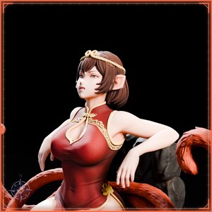 Lava Monkey Maiden STL file for 3D printing - folklore anime girl statue, image 10 of 11