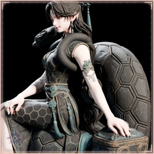 Black Tortoise Maiden STL file for 3D printing - fantasy statue, image 10 of 11