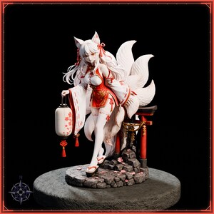 Kitsune Miko STL file for 3D printing - fantasy statue, image 2 of 11