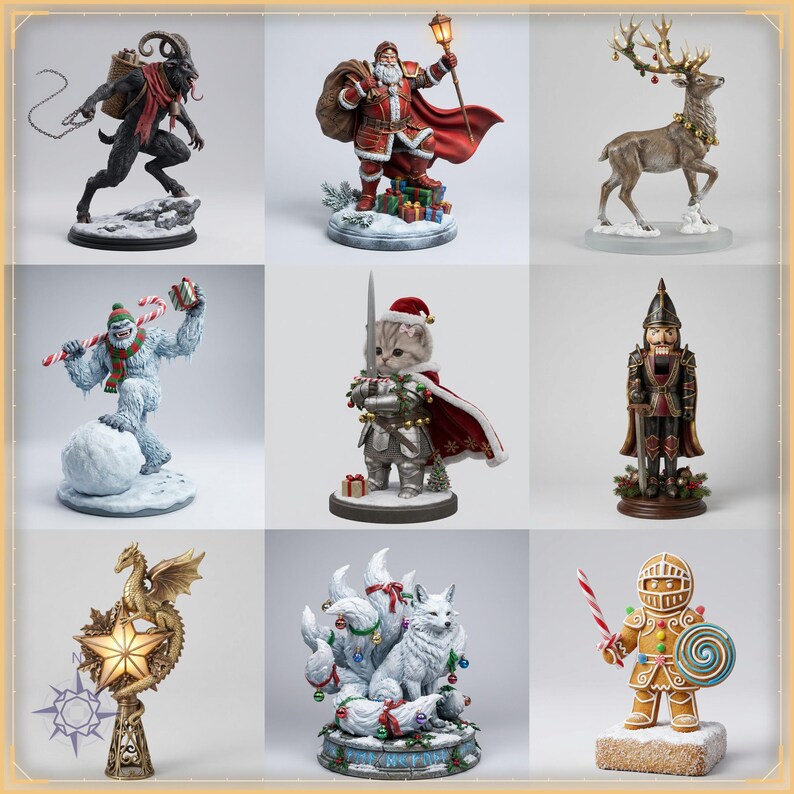 Christmas Collection STL bundle for 3D printing - fantasy statue, image 2 of 19