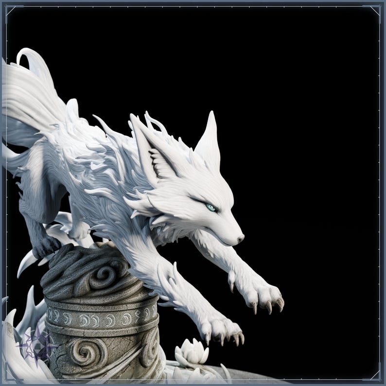Gale Kitsune STL file for 3D printing - fantasy statue, image 11 of 11