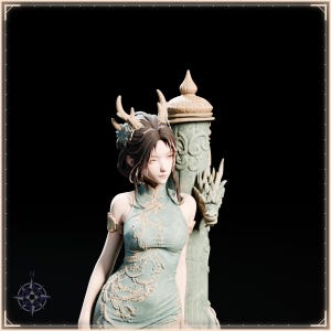 Azure Dragon Maiden STL file for 3D printing - fantasy statue, image 11 of 11