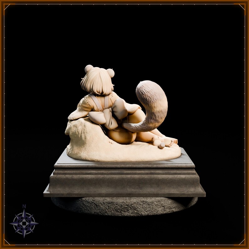 Tanuki Maiden STL file for 3D printing - folklore anime girl statue, image 6 of 11