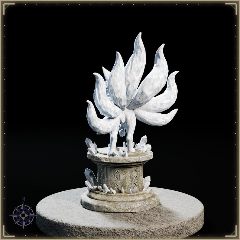 Crystal Kitsune STL file for 3D printing - fantasy statue, image 5 of 11