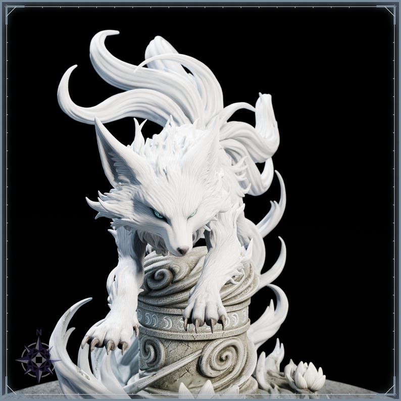 Gale Kitsune STL file for 3D printing - fantasy statue, image 9 of 11
