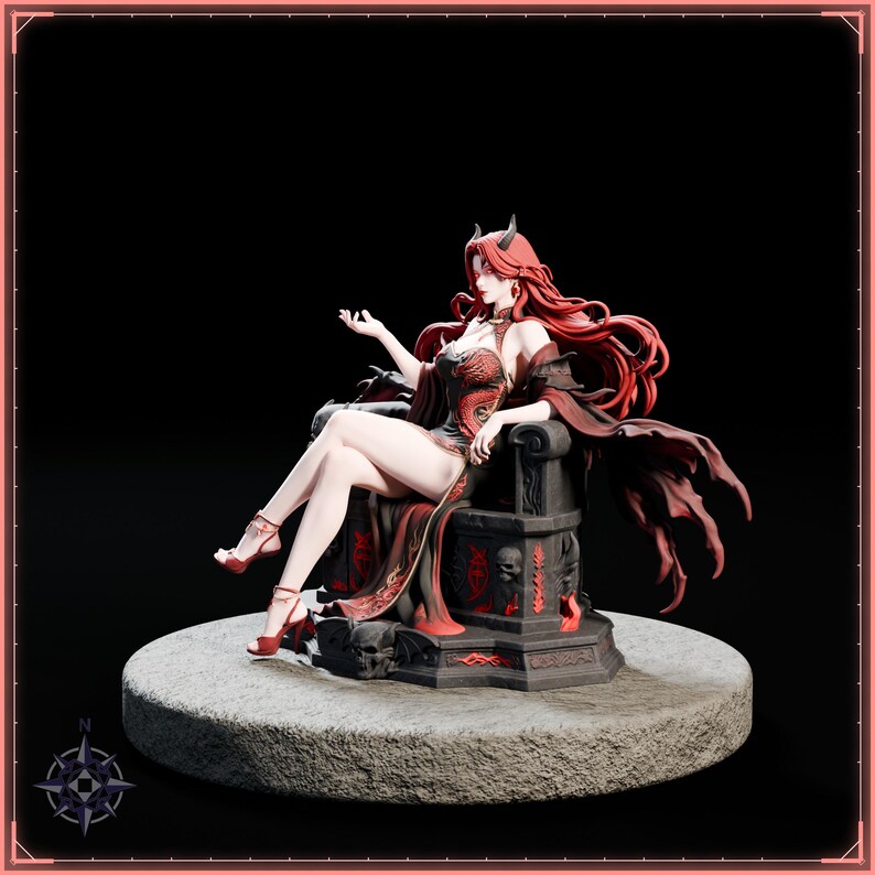 Crimson Demon Queen STL file for 3D printing - fantasy statue, image 3 of 11