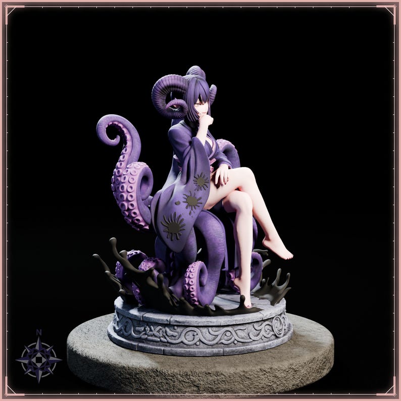 Ushi-Oni Maiden STL file for 3D printing - folklore anime girl statue, image 8 of 11