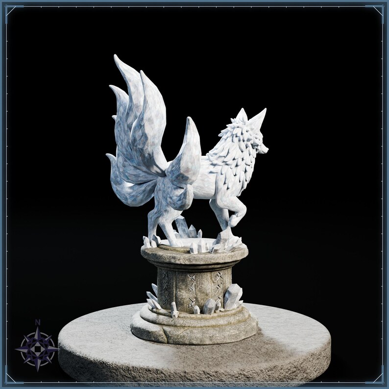 Crystal Kitsune STL file for 3D printing - fantasy statue, image 7 of 11