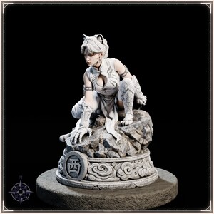 White Tiger Maiden STL file for 3D printing - fantasy statue, image 3 of 11